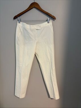 Akris Punto Cream Cropped Textured Straight-Leg Pants